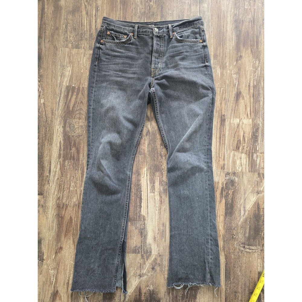 GRLFRND Addison Jeans High Rise Split Hem Frayed Distressed 28
